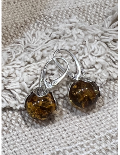 Jantar - náušnice stříbro Ag 925