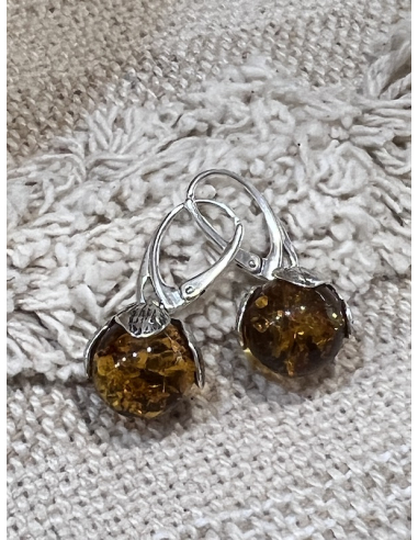 Jantar - náušnice stříbro Ag 925