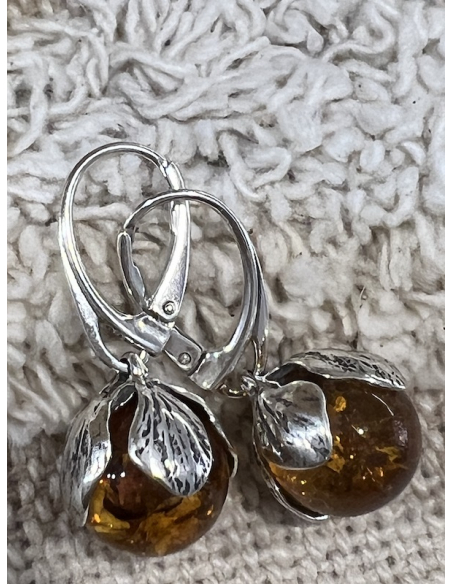 Jantar - náušnice stříbro Ag 925