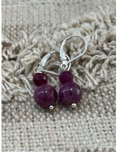 Rubín - náušnice - stříbro Ag 925