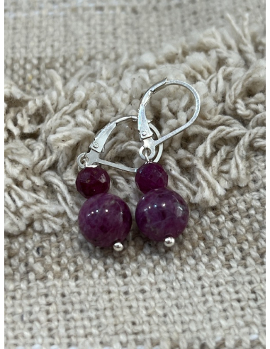 Rubín - náušnice - stříbro Ag 925