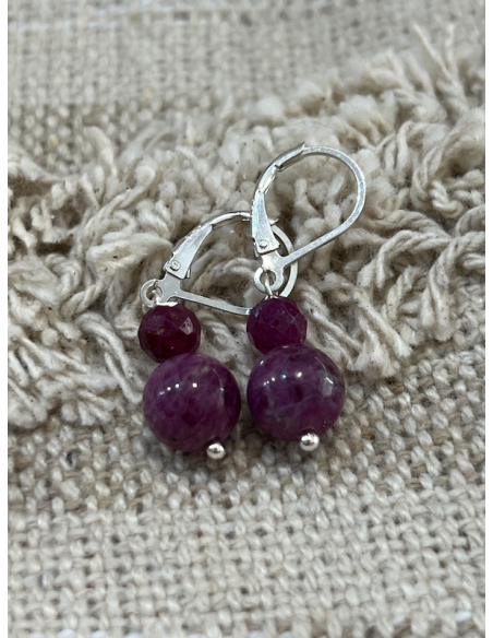 Rubín - náušnice - stříbro Ag 925