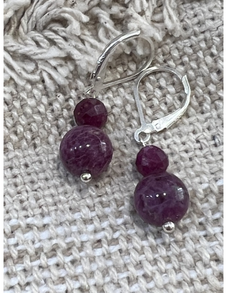 Rubín - náušnice - stříbro Ag 925