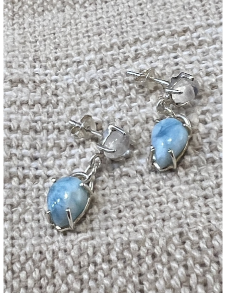 Larimar - náušnice  Stříbro Ag 925