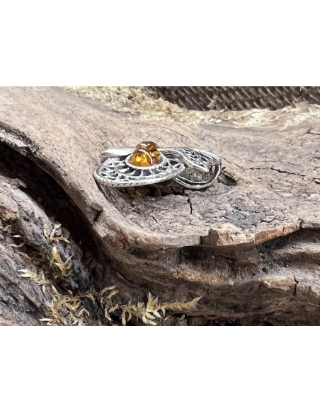 Jantar - přívěsek sova Stříbro Ag 925