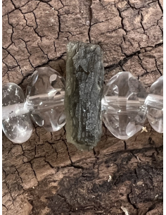 Vltavín s křišťálem a amazonitem - náramek 2