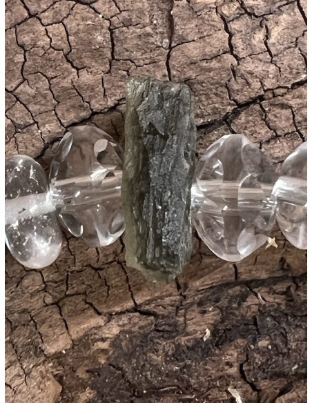 Vltavín s křišťálem a amazonitem - náramek