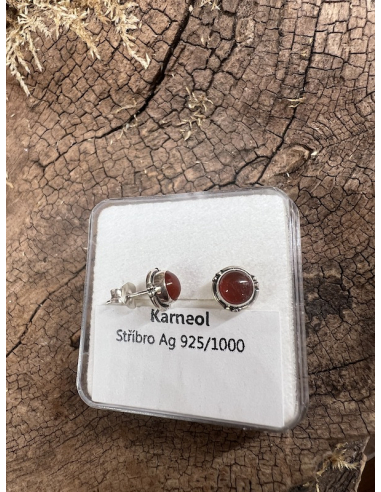 Karneol - náušnice  Stříbro Ag 925