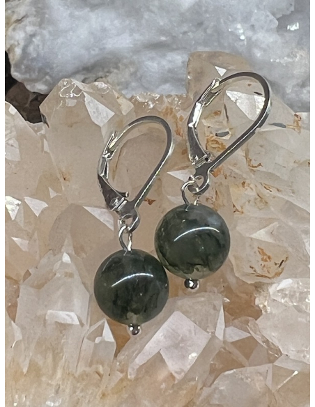 Mechový Achát - náušnice Ag 925