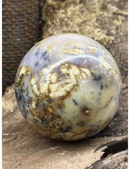 Achát /  dendritický opál - koule ( 328 g )
