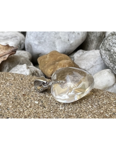 Křišťál facet - přívěsek srdce ( 14 mm ) Stříbro Ag 925