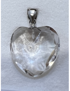 Křišťál facet - přívěsek srdce ( 18 mm ) Stříbro Ag 925 /...