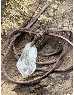 Křišťál - přírodní surový - přívěsek na kůži 2