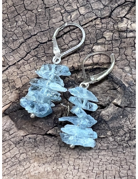 Akvamarín - náušnice Stříbro Ag 925