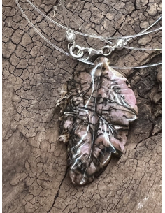 Rodonit - list - náhrdelník - Ag 925