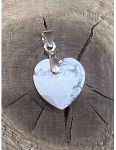 Magnezit - přívěsek srdce - stříbro Ag 925