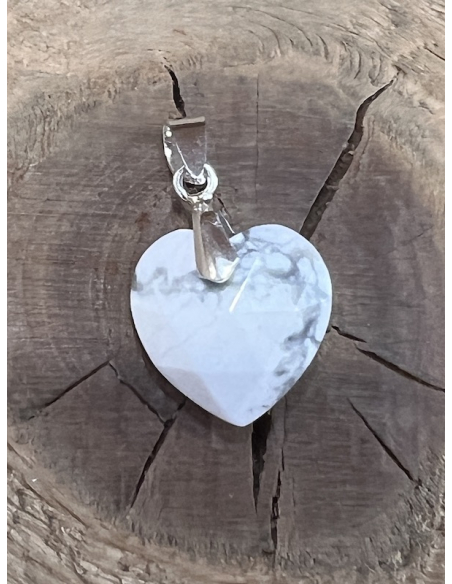 Magnezit - přívěsek srdce - stříbro Ag 925