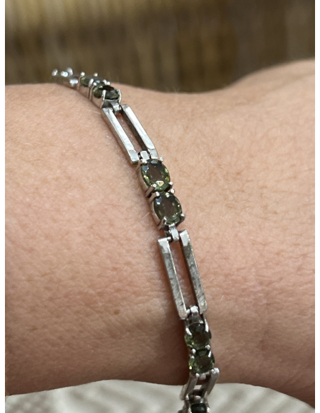 Vltavín - náramek Stříbro 925 / 1000 , Rh