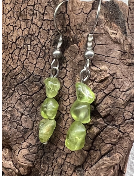 Olivín / Peridot - náušnice ( ocel )