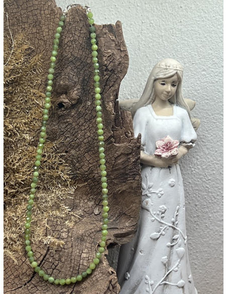 Jadeit - náhrdelník brus ( 41 cm ) stříbro Ag 925