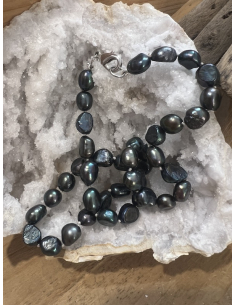 Perly tmavé - náhrdelník 45 cm