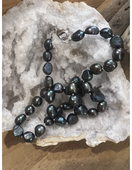 Perly tmavé - náhrdelník 45 cm